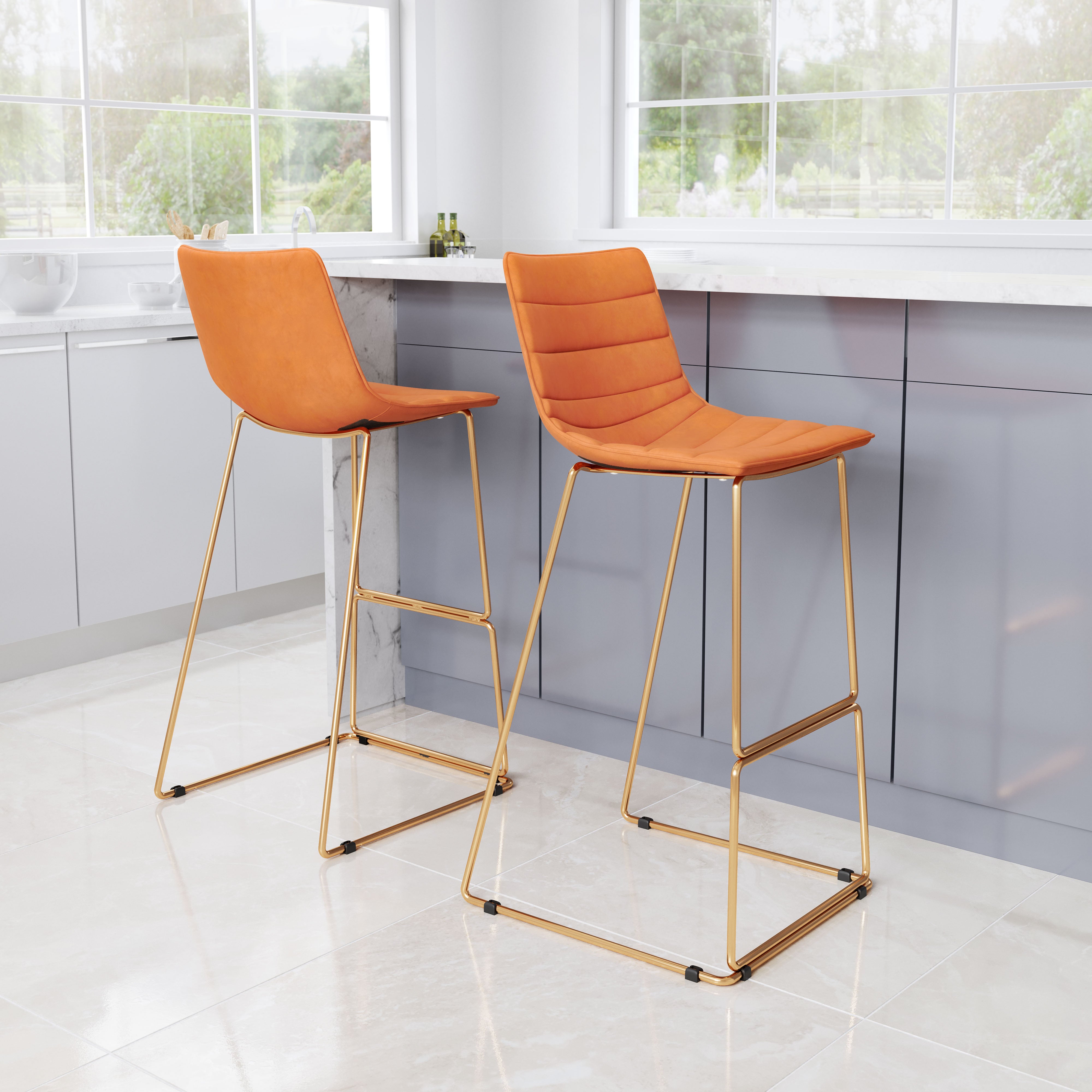 Adele Barstool Orange & Gold