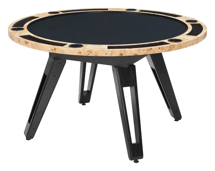Burl 2-in-1 Table Natural – Convertible Round Burl Veneer & Felt | Dining & Game Table | Trufairs
